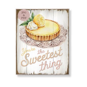 Zitronentörtchen Vintage Bäckerei Zeichen: Shabby Chic Küche Dekor (digitaler Download)