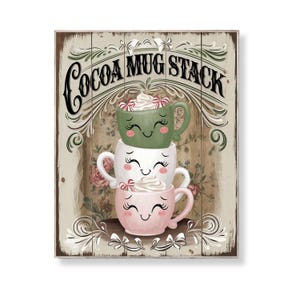 Christmas Cocoa Mug Print: Retro Holiday Kitchen Art (Digital Download 8x10 PDF/JPG)
