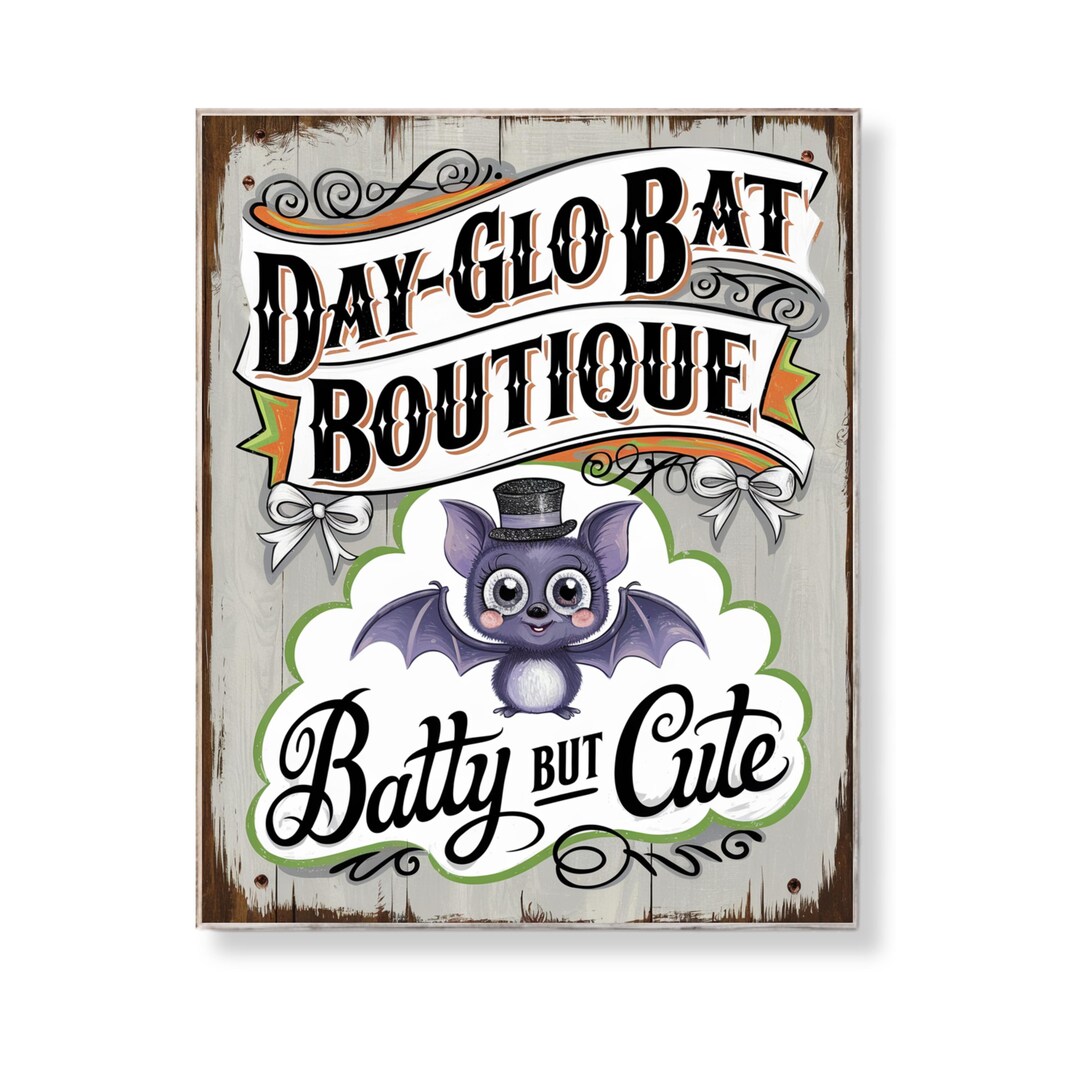 Cute Halloween Bat Wall Art Digital Download Day Glo Bat Boutique ...