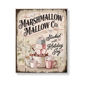 Marshmallow Hot Cocoa Bar Print: Shabby Chic Christmas Decor (Digital Download 8x10 PDF/JPG)