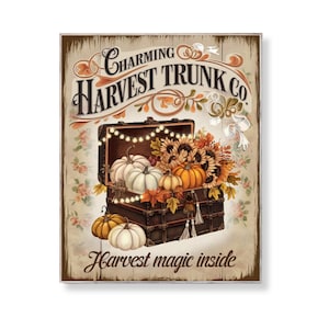 Rustic Autumn Truck Printable: Harvest Pumpkin Chest, Shabby Chic Decor (8x10 Digital Download)