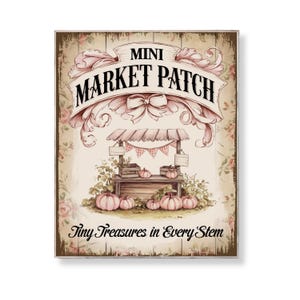 Blush Pumpkin Market Sign: Vintage Fall Cottagecore Decor (PDF & JPG Download 8x10in