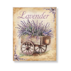 Lavendel Warenkorb Wand Kunst druckbare rustikale französische Bauernhaus Dekor mit lila Blumen Vogel und Eimer Cottagecore botanische digitaler Download