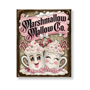 Marshmallow Mug Christmas Print: Retro Cocoa Bar Decor (Digital Download 8x10 PDF/JPG)