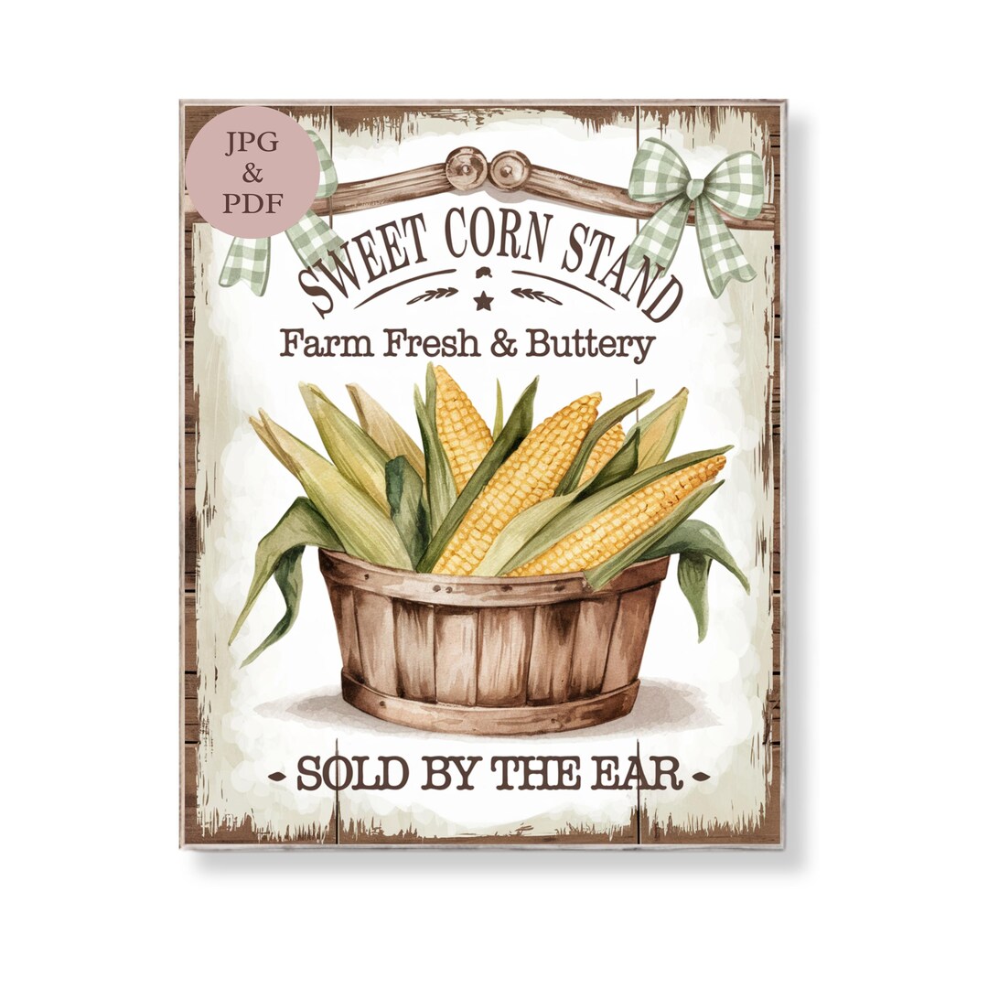 Sweet Corn Stand Sign Vintage Farmhouse Wall Art Rustic Vegetable ...