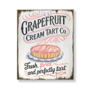 Grapefruit Tarte Vintage Küchen Druck: Shabby Chic Zitrus Kunst (Digitaler Download 8x10 PDF/JPG)