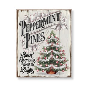 Peppermint Christmas Tree Print: Vintage Holiday Wall Art (Digital Download 8x10 PDF/JPG