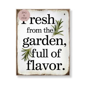 Rustikaler Garten Küche druckbares Kräuterzitat Wanddekor Bauernhaus Kochen Zeichen Food Lover Sofortiger digitaler Download frisches Gemüse Kunst Poster