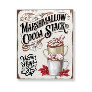 Marshmallow Cocoa Christmas Print: Winter Kitchen Hot Chocolate Mug (Digital Download 8x10 PDF/JPG)