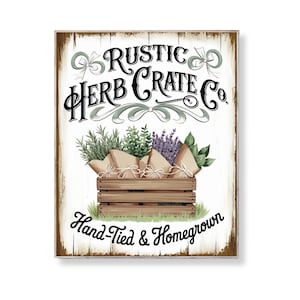 Rustikales Küchenschild mit Kräuterkiste Digitales Garten Dekor Vintage Poster zum Download
