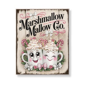 Marshmallow Mug Christmas Print: Retro Cocoa Bar Decor (Digital Download 8x10 PDF/JPG)