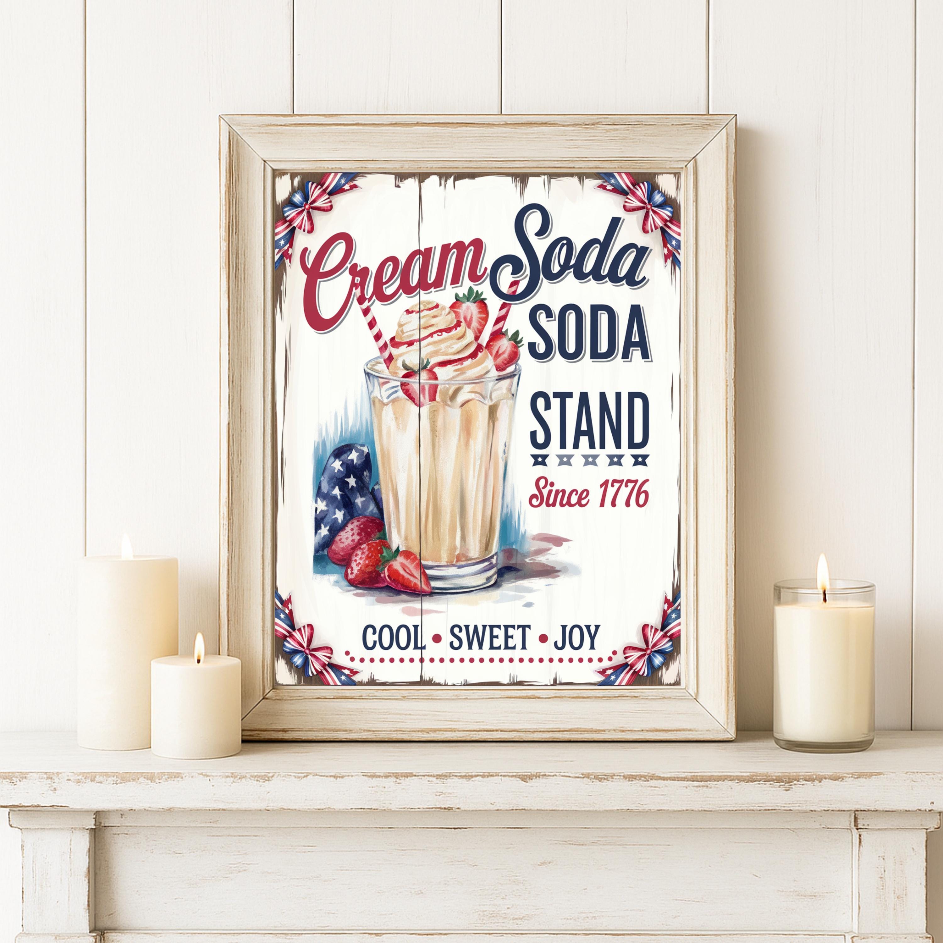 Cream Soda Stand Sign: Patriotic Vintage Kitchen Decor (digital