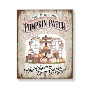 Boutique Pumpkin Patch Printable Wall Art Shabby Chic Fall Pumpkins Sign Vintage Crate Display Retro Autumn Market Decor Digital Download