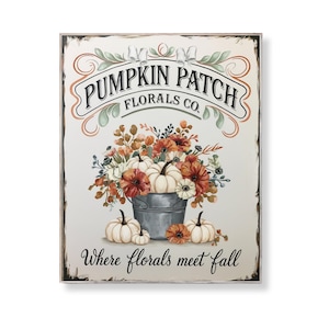 Pumpkin Patch Floral Print: Rustic Autumn Farmhouse Decor (8x10 Digital Download