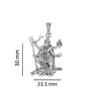 Pendentif Déesse Kaali Maa Argent 925 Plaqué Or 22K Saphir Créé - Design Divin Et Élégant ZH196