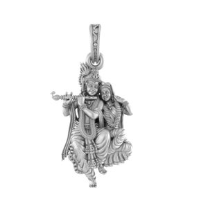 God Radha Krishna Silver Pendant (92.5% purity) by Akshat Sapphire Radha Krishna Locket for men and women