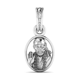 God Sai baba Silver Pendant (92.5% purity) by Akshat Sapphire Sai baba Locket for men and women