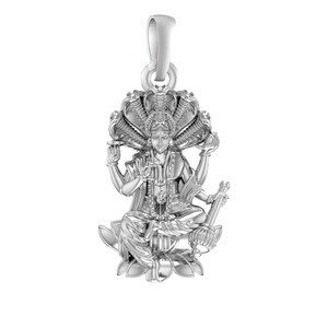 Akshat Sapphire Sterling Silber (92,5% Reinheit) Gott Vishnu Anhänger für Männer & Frauen aus reinem Silber Lord Vishnu Medaillon