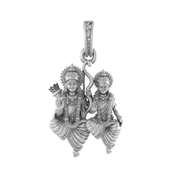 Akshat Sapphire Sterling Silber (92,5% Reinheit) Gott Ram und Maa Sita (Big Size) Anhänger für Männer & Frauen Pure Silve Shri Ram Sita Medaillon