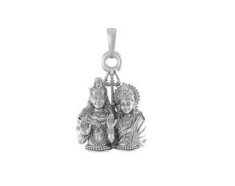 God Shiv Parvati Silver Pendant (92.5% purity) by Akshat Sapphire Shiv Parvati Locket for Men and Women