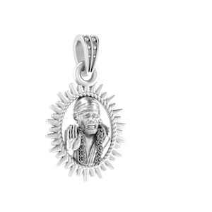 God Sai baba Silver Pendant (92.5% purity) by Akshat Sapphire Sai baba Locket for Men and Women