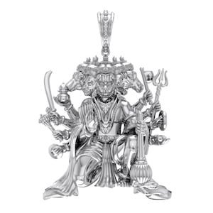 Akshat Sapphire Sterling Silver (92.5% purity) God Panchmukhi Hanuman Pendant for Men & Women Pure Silver Locket for Good Health, Wealth