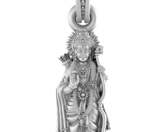 God Ram Silver Pendant (92.5% purity) by Akshat Sapphire Ram Locket for Men and Women