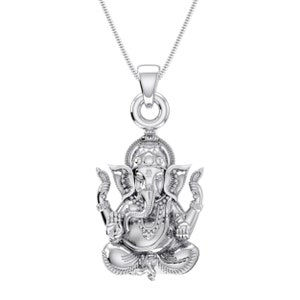 God Ganesh Silver Pendant (92.5% purity) by Akshat Sapphire Lord Ganapathy Locket for Women and Men