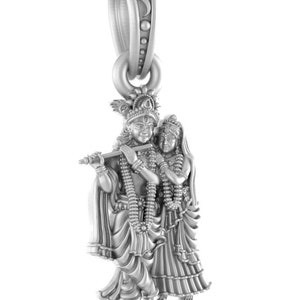 God Radha Krishna Silver Pendant (92.5% purity) by Akshat Sapphire Radha Krishna Locket for men and women