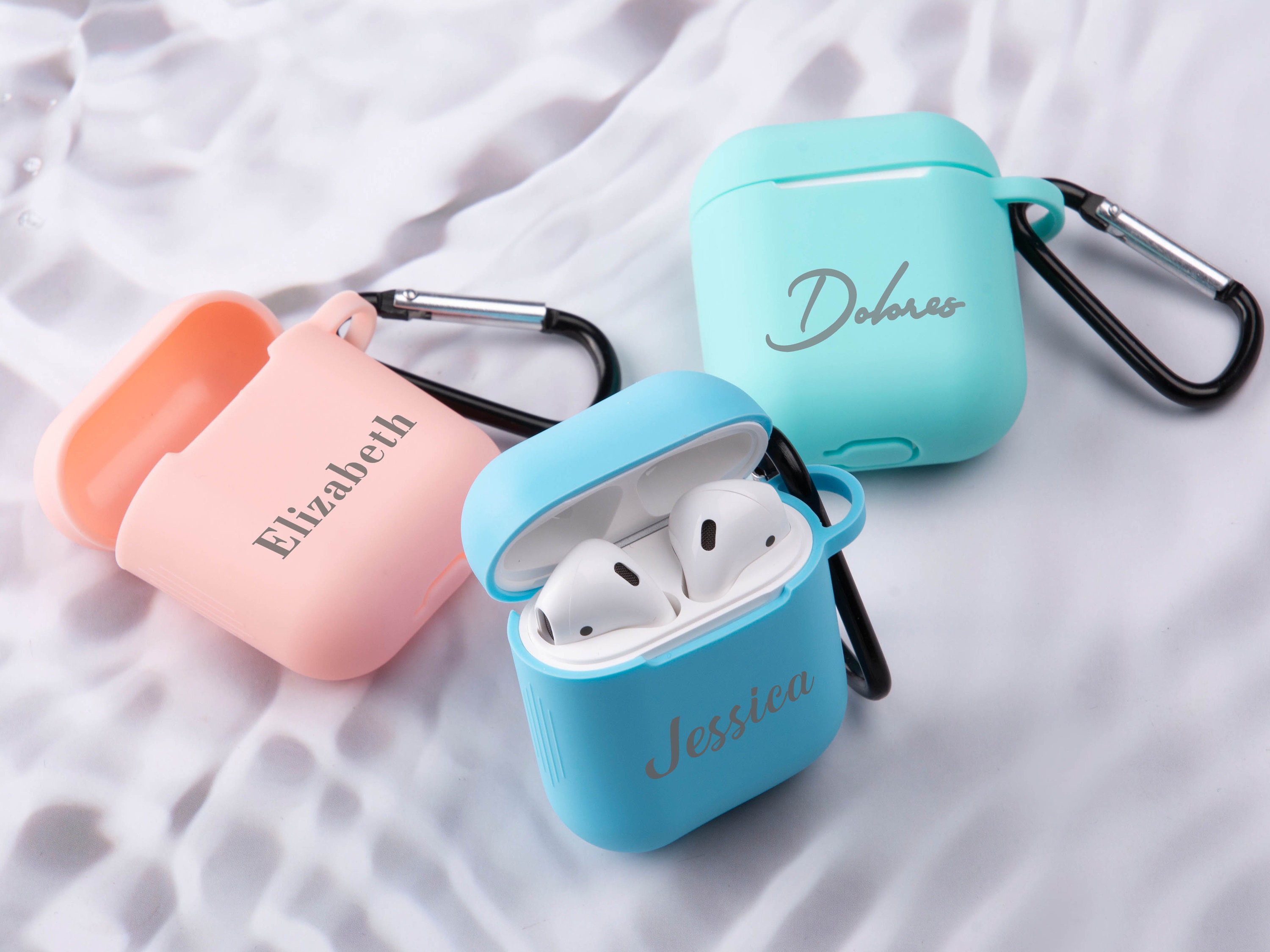  VRW Custom Airpod Case with Keychain,Silicone case for AIrpod,  Custom Name Airpod case Airpods Charging Cover Skin,For Airpod 1and 2(Not  For The Pro Version) : Handmade Products