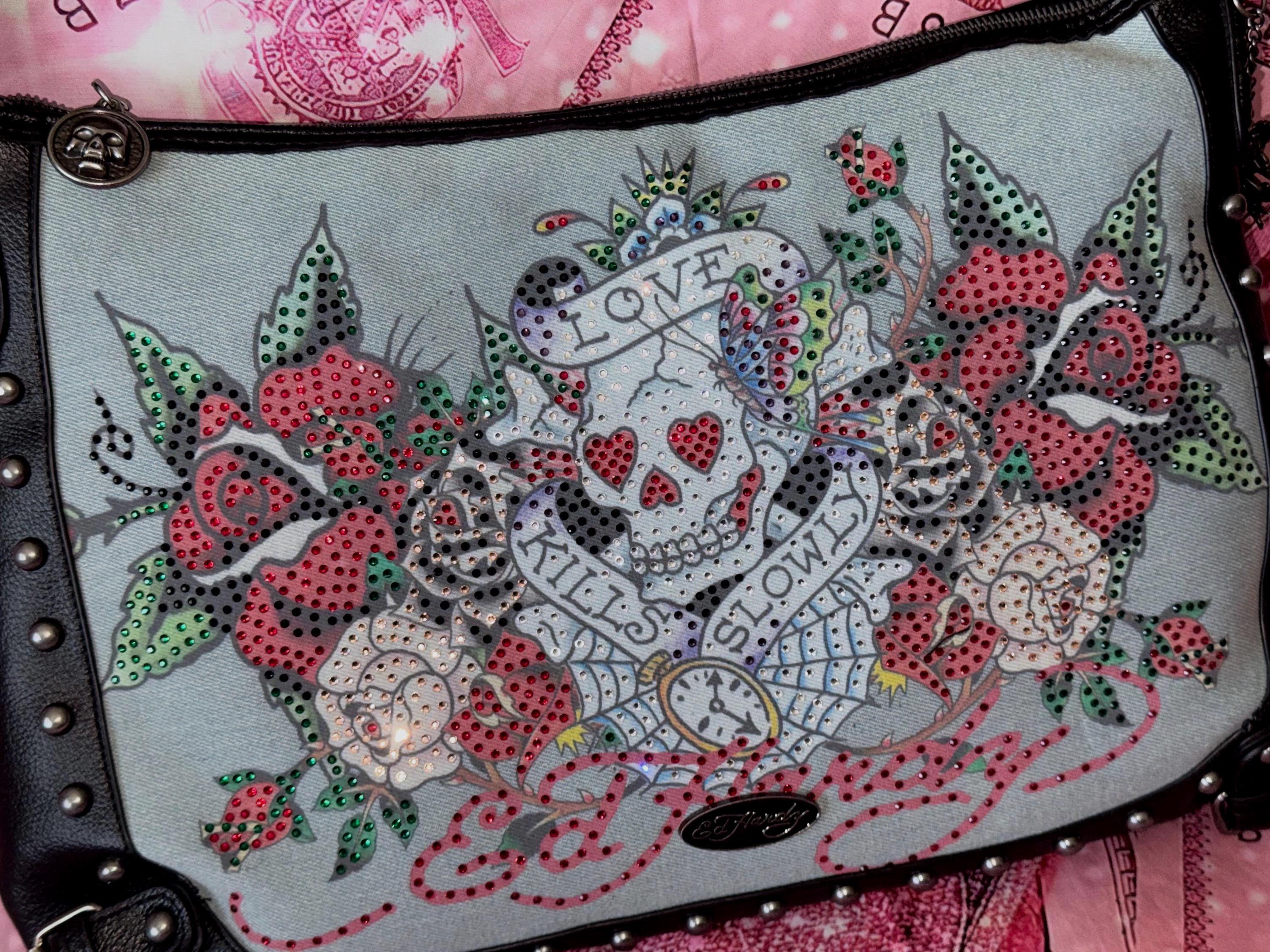 【激レア】Ed Hardy エドハーディー トートバッグ Y2K タトゥー 薔薇 Ed Hardy Denim Tote Bag | Skull Rose Y2K Graphic - Etsy
