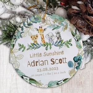 Personalized Birth Announcement Ornament Birth Stats Keepsake New Baby Gift Custom First Christmas Ornament Newborn Ornament New Mom Gift