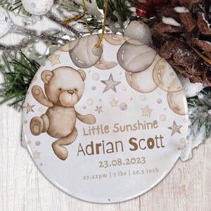 Birth Stats Ornament New Baby Gift Newborn Keepsake Personalized Birth Announcement Ornament Custom First Christmas Ornament New Mom Gift