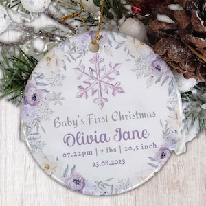 Winter Baby First Christmas Ornament Personalized First Christmas Ornament Baby&#39;s 1st Christmas Keepsake Custom Baby Xmas Ornament Gift