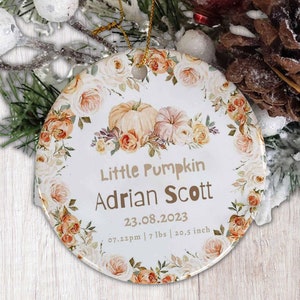 Custom First Christmas Ornament Newborn Ornament Personalized Birth Announcement Ornament Birth Stats Keepsake New Baby Gift New Mom Gift
