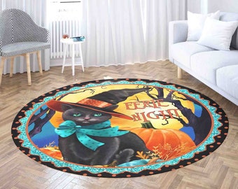 Black Cat Gothic Witch Floor Mat