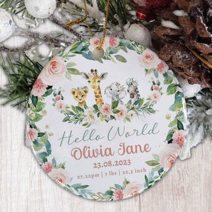 Custom First Christmas Ornament Newborn Ornament Personalized Birth Announcement Ornament Birth Stats Keepsake New Baby Gift New Mom Gift
