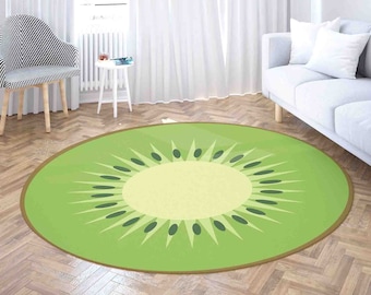 Kiwi Fruit Round Rug, Fun Home Decor, Play Mat