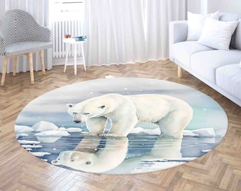 Large Polar Bear Rug in Faux Fur for Winter Mountain Nursery Decor
