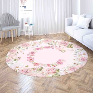 Benutzerdefinierte Blumenbuchstabe runden Teppich, Rose Blumen Alphabet Kinderzimmer Matte, Brautdusche Dekor Teppich, Babypartygeschenk, personalisierte Brautjungfer Geschenk