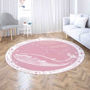 Rosa Teppich Galaxie Wal, Himmel Stern Karte Teppich, Sea Animal Wohnkultur Kinderzimmer Kinderzimmer Matte, runde Badematte, Kreis Küche Bodenmatte