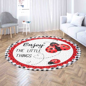 Enjoy The Little Things Rug, Ladybug Carpet, Valentines Day Gift, Spring Insect Home Decor, Ladybird Kids PlayRoom Mat, Gift For Her