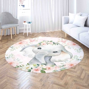 Pink elephant rug for nursery top
