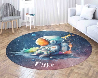Space themed store nursery rug