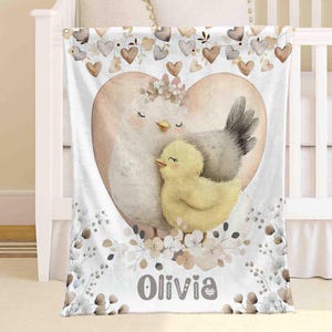 Chicken Baby Blanket Farm Animals Nursery Blanket Mom and Baby Toddler Throw Kids Custom Name Blanket Baby Shower Gift Gender Neutral