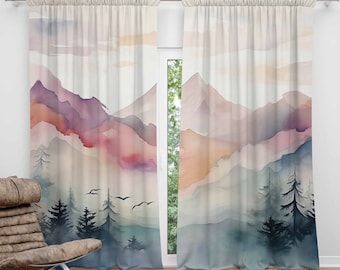 Mountain Forest Nursery Curtain Kids Bedroom Curtains Black Out Curtains Nursery Decor Baby Room Curtains Bedroom Living Room Curtains