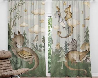 Little Dragon Nursery Curtains Animal Kids Bedroom Curtains Black Out Curtains Nursery Decor Baby Room Curtains Bedroom Living Room Curtains
