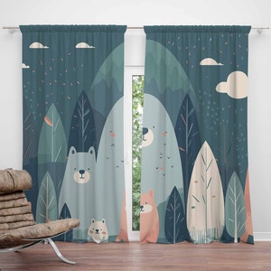 Boho Animals Nursery Curtain Woodland Kids Bedroom Curtains Black Out Curtains Nursery Decor Baby Room Curtains Bedroom Living Room Curtains