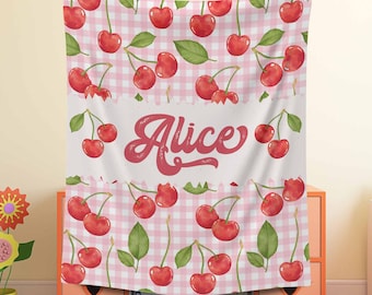 Personalisierte Kirsch Babydecke: Kokette individuelle Namensdecke