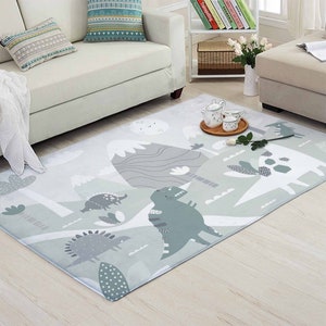 Dinosaurier Teppich für Mädchen und Jungen Safari Tiere Teppich Dino Nostalgie Dekor für Babyzimmer Dekor Babyparty Geschenk Kindergeburtstag Geschenk